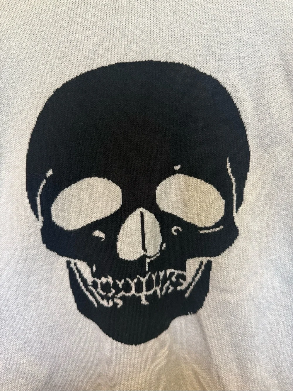 NWOT Vigoss Light Gray Crewneck Sweater with skull - Halloween, fall.